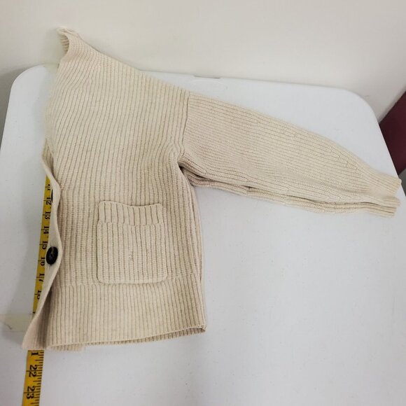 Everlane Womens Felted Merino Wool Double Breasted Cardigan Size M Ivory Ribbed - Picture 8 of 10